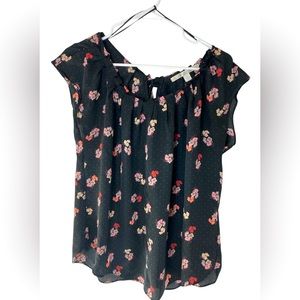 LC Lauren Conrad Black Floral Blouse
